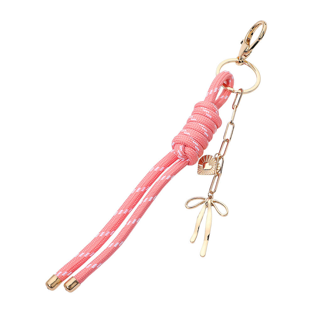 Heart Bow Charm Drop Rope Knot Keychain Bag Charm