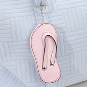Faux Leather Flip-flop Mini Wristlet Keychain Bag Charm Coin Purse