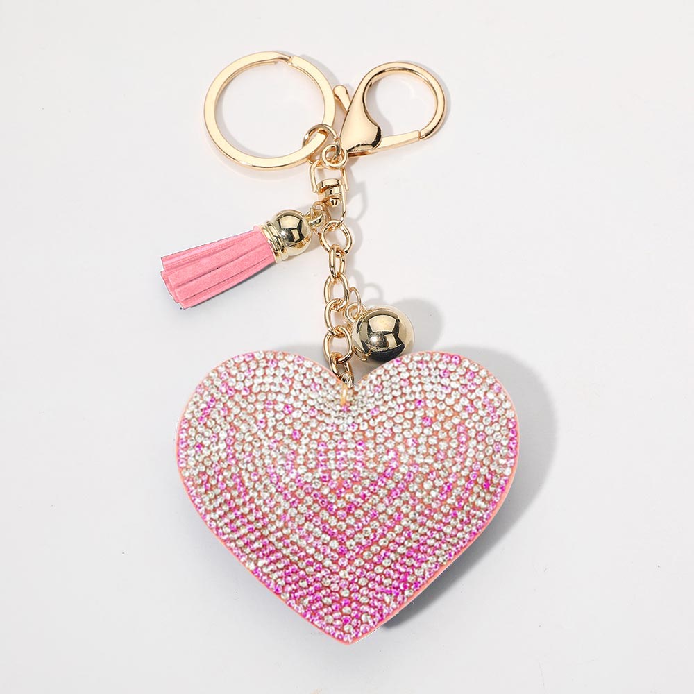 Bling Heart Tassel Keychain