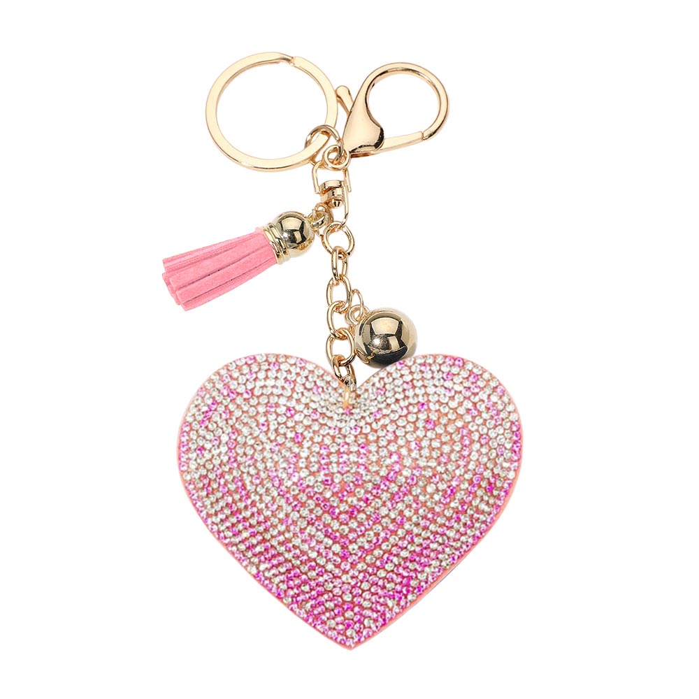 Bling Heart Tassel Keychain
