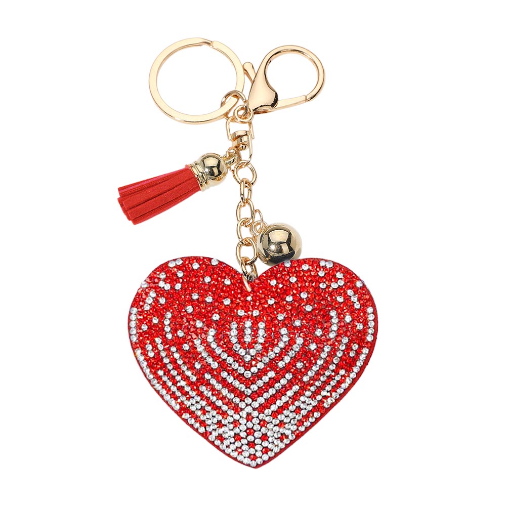 Bling Heart Tassel Keychain