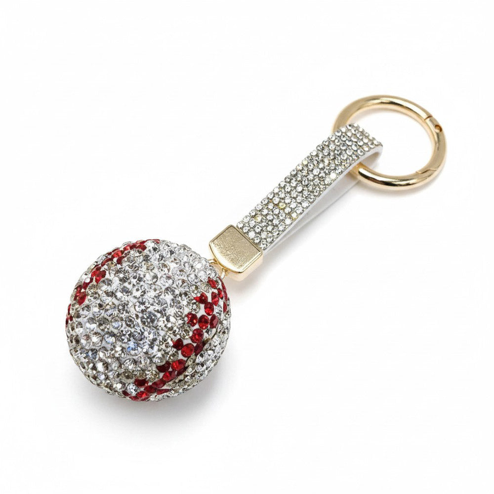 Bling Studded Baseball Bag Charm Keychain