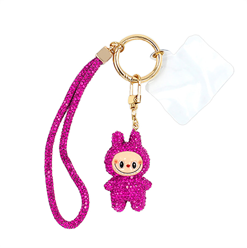 Bling Studded Monster Bunny Figure Phone Strap Keychain Bag Charm