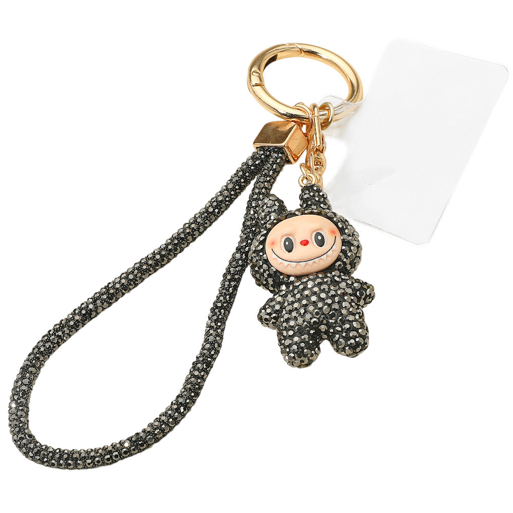 Bling Studded Monster Bunny Figure Phone Strap Keychain Bag Charm