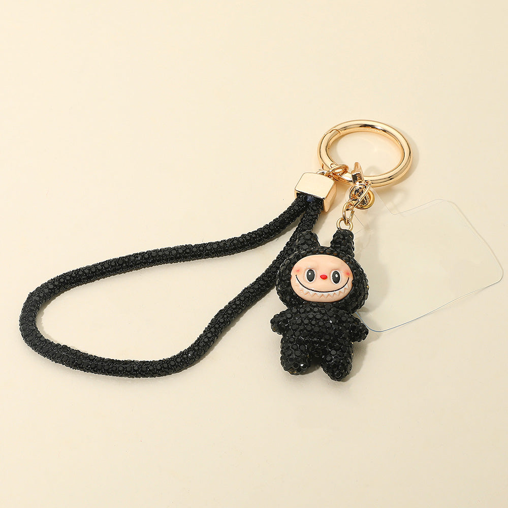 Bling Studded Monster Bunny Figure Phone Strap Keychain Bag Charm