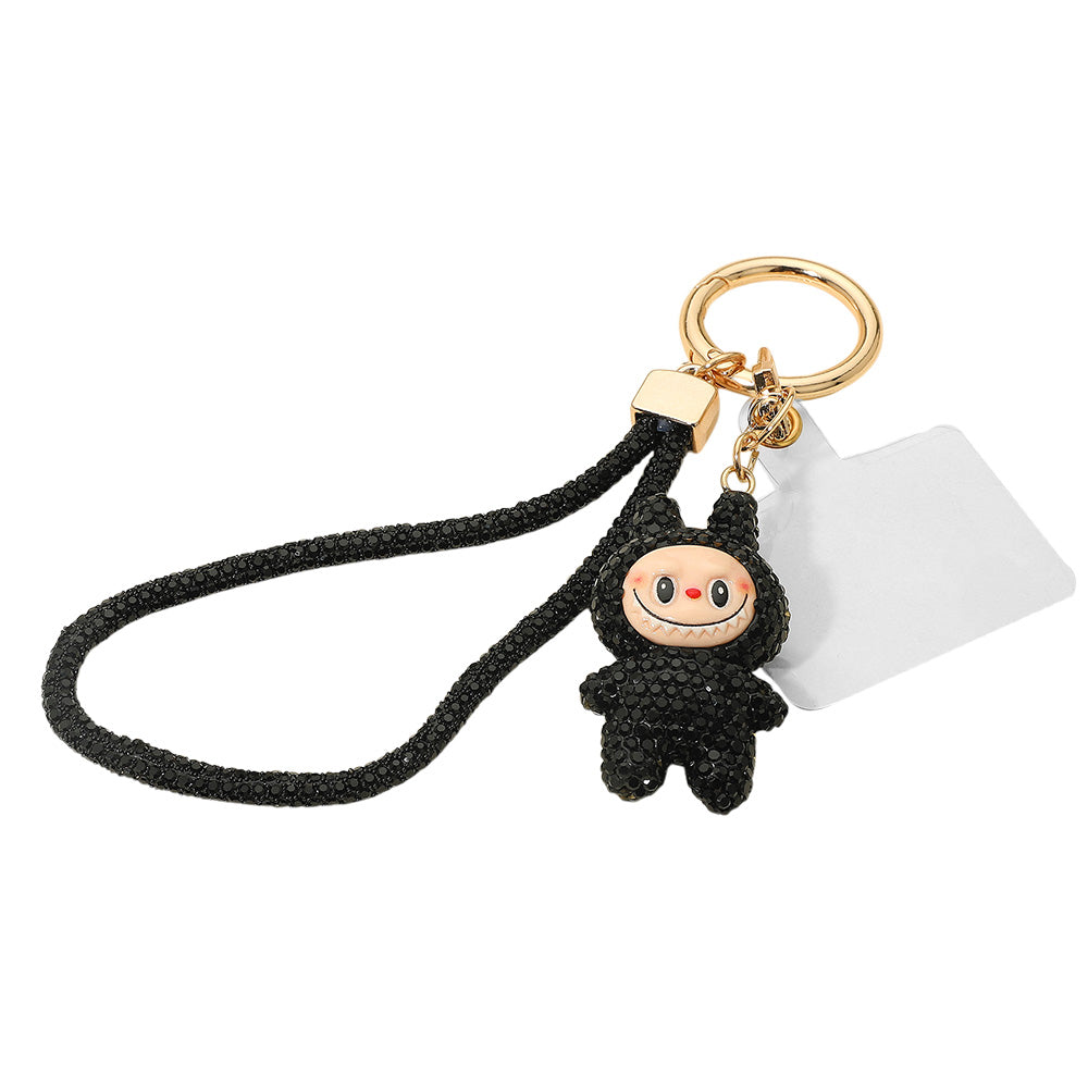 Bling Studded Monster Bunny Figure Phone Strap Keychain Bag Charm