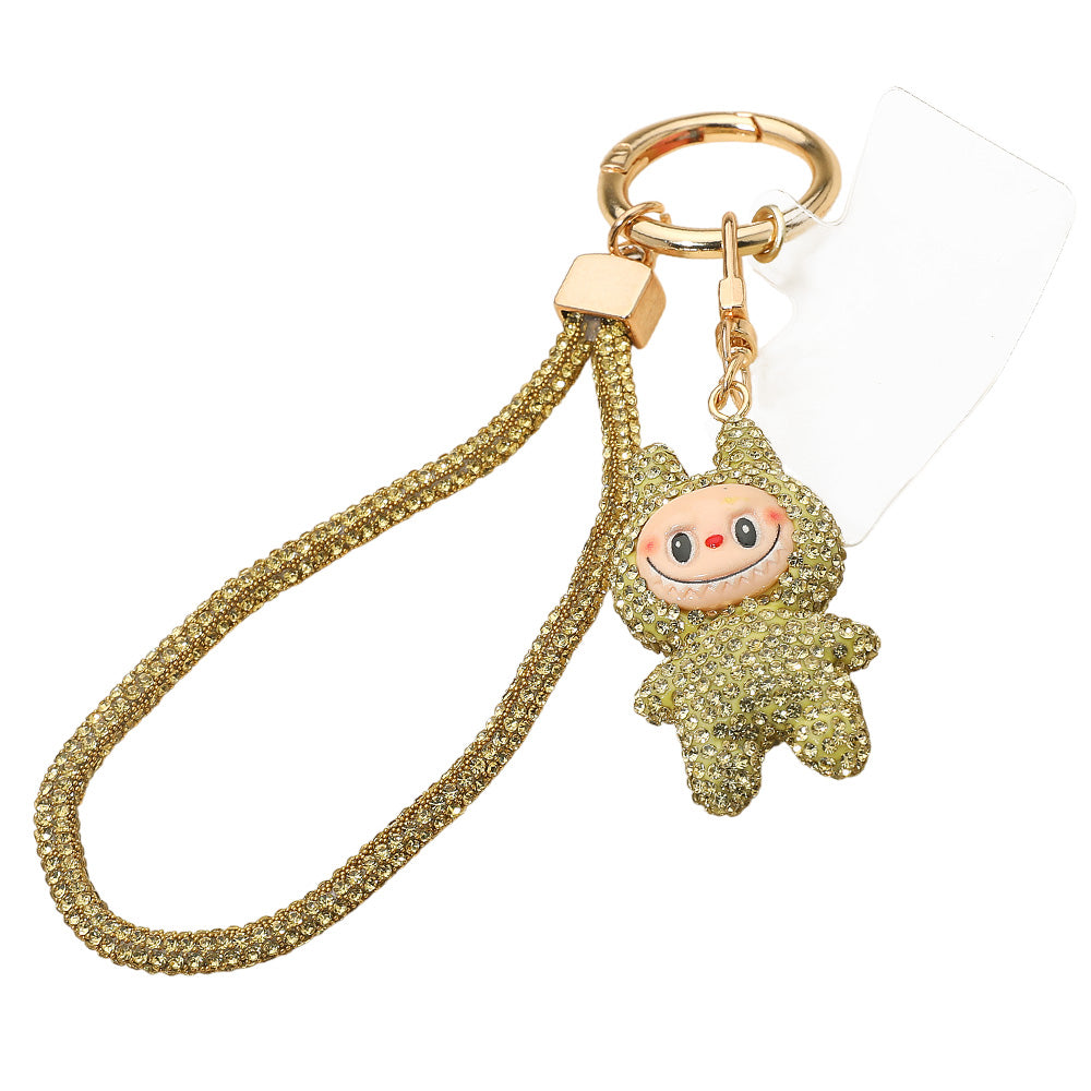 Bling Studded Monster Bunny Figure Phone Strap Keychain Bag Charm