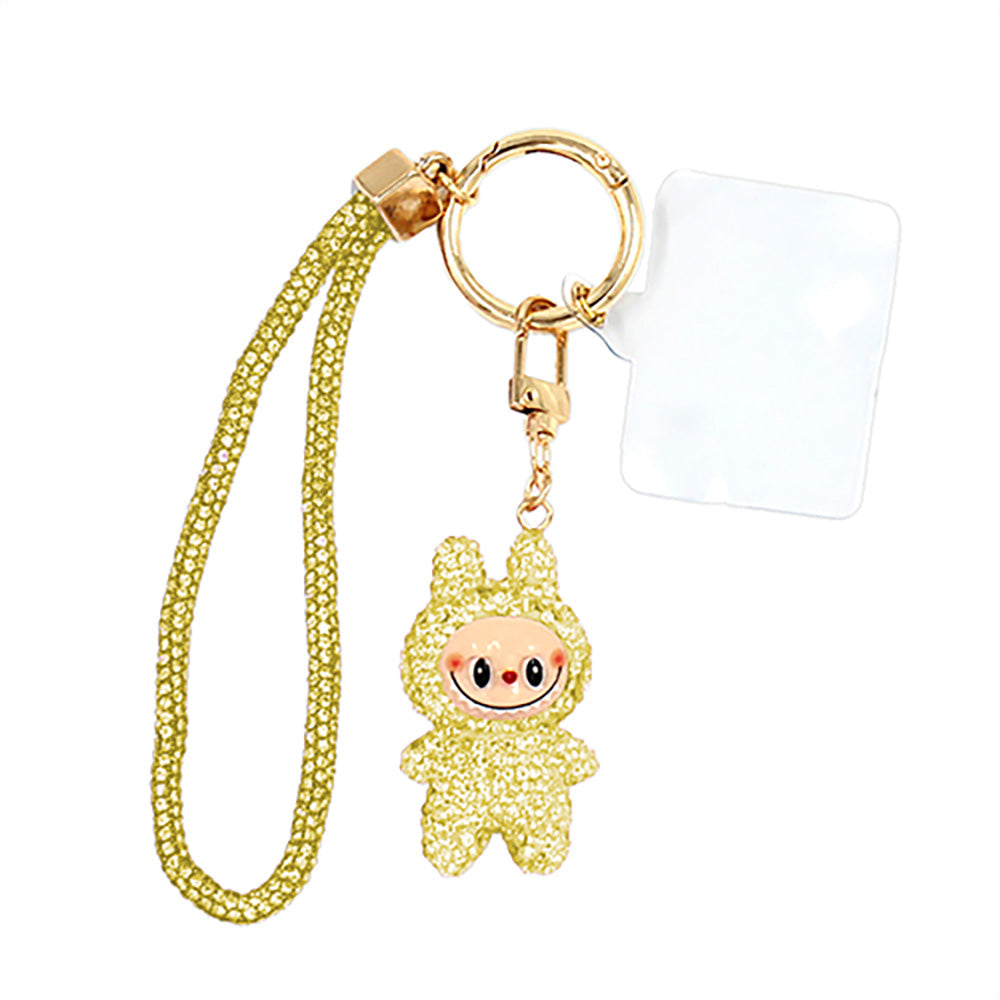 Bling Studded Monster Bunny Figure Phone Strap Keychain Bag Charm