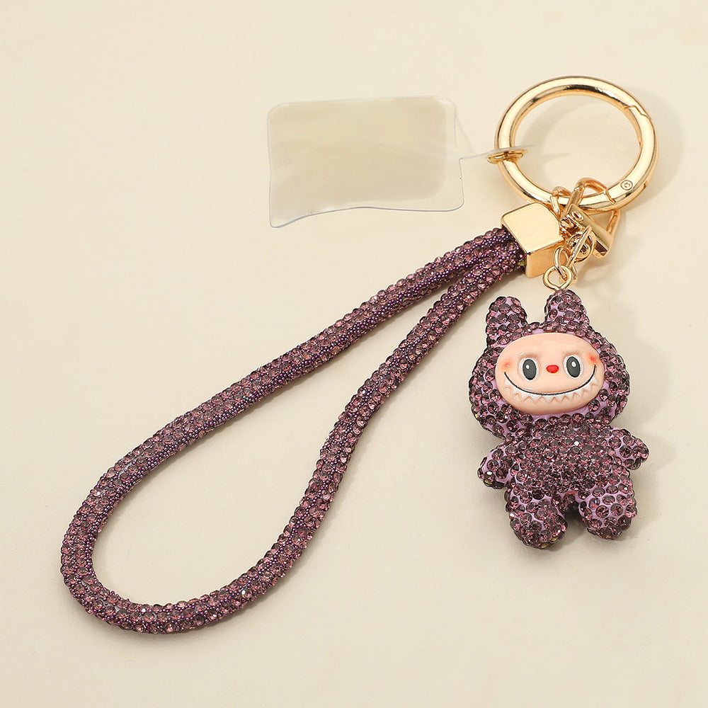 Bling Studded Monster Bunny Figure Phone Strap Keychain Bag Charm