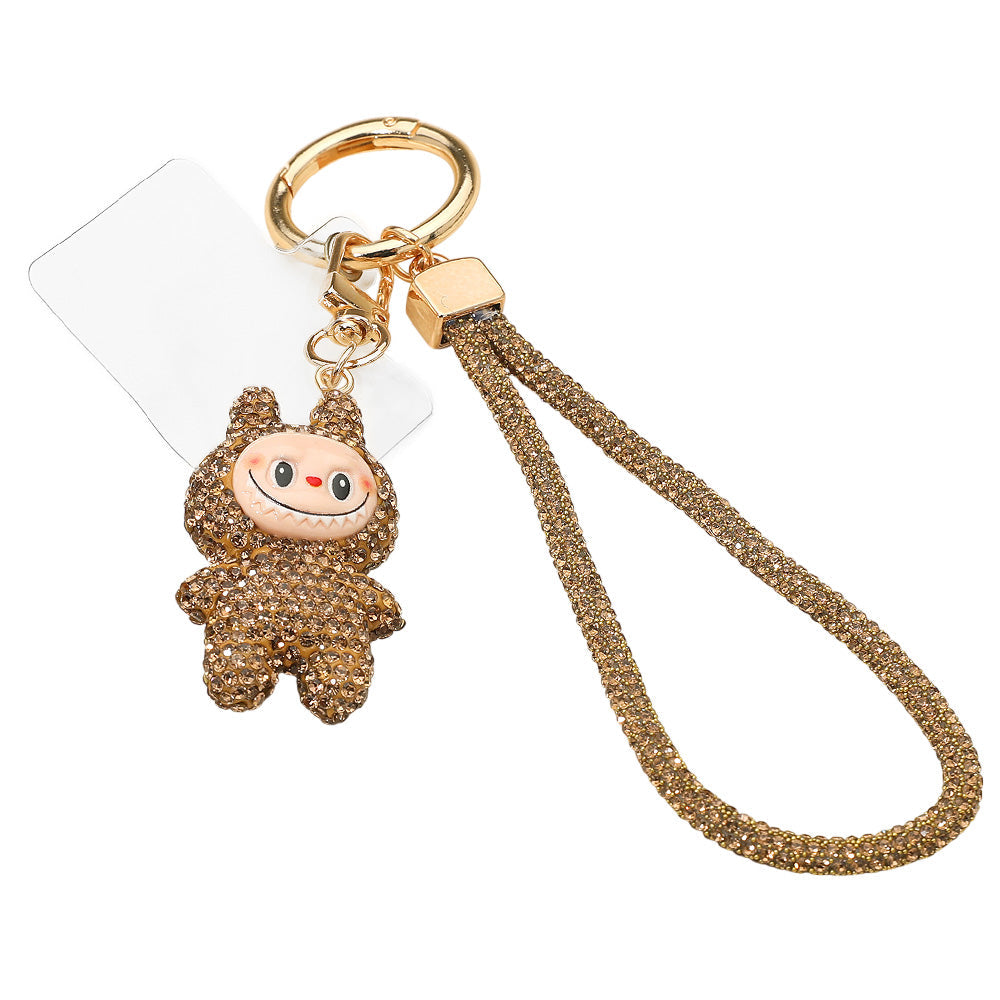 Bling Studded Monster Bunny Figure Phone Strap Keychain Bag Charm