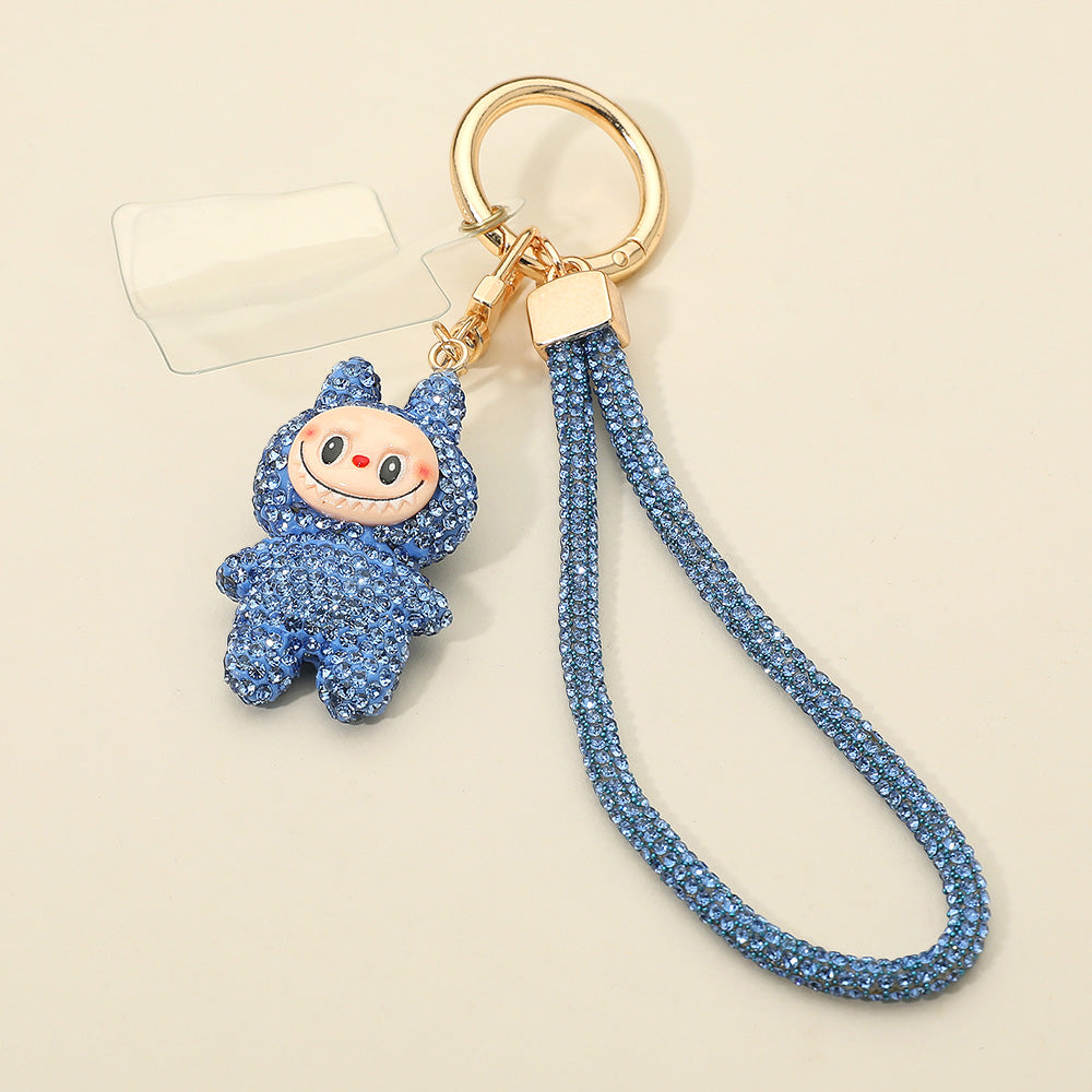Bling Studded Monster Bunny Figure Phone Strap Keychain Bag Charm