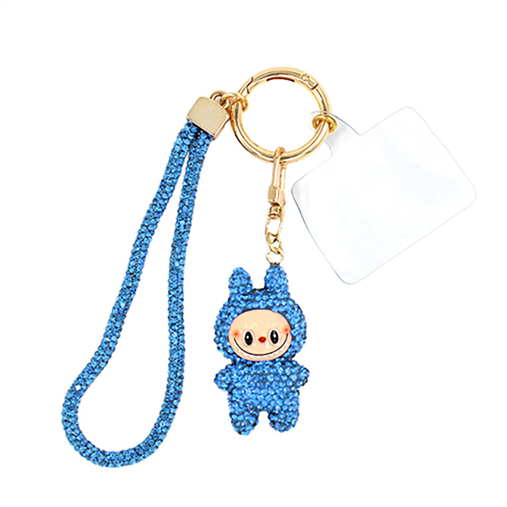 Bling Studded Monster Bunny Figure Phone Strap Keychain Bag Charm
