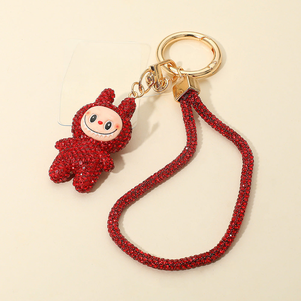 Bling Studded Monster Bunny Figure Phone Strap Keychain Bag Charm