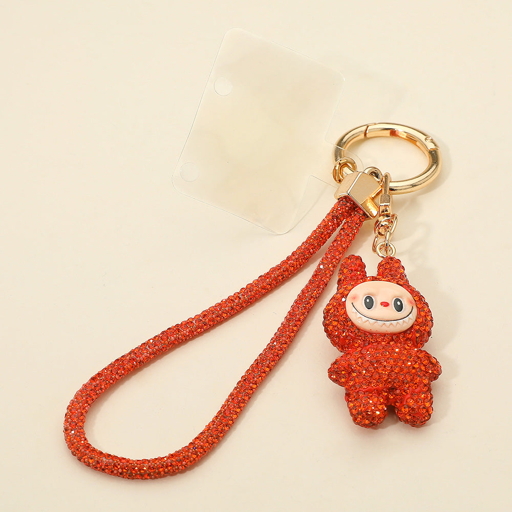 Bling Studded Monster Bunny Figure Phone Strap Keychain Bag Charm