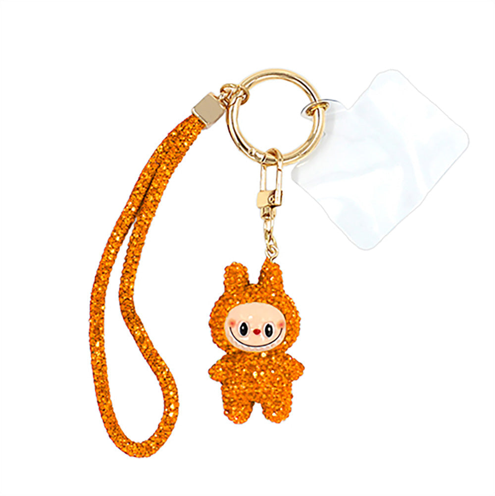 Bling Studded Monster Bunny Figure Phone Strap Keychain Bag Charm