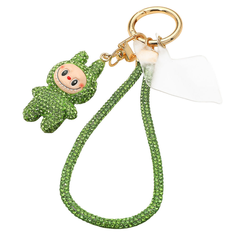 Bling Studded Monster Bunny Figure Phone Strap Keychain Bag Charm