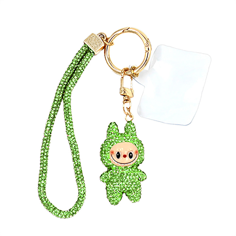 Bling Studded Monster Bunny Figure Phone Strap Keychain Bag Charm