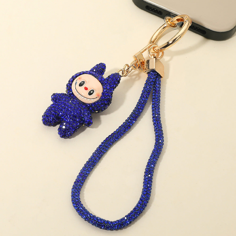 Bling Studded Monster Bunny Figure Phone Strap Keychain Bag Charm