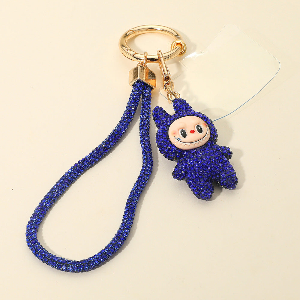 Bling Studded Monster Bunny Figure Phone Strap Keychain Bag Charm