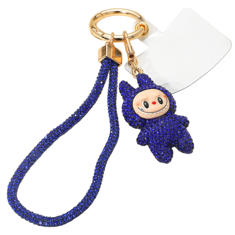 Bling Studded Monster Bunny Figure Phone Strap Keychain Bag Charm
