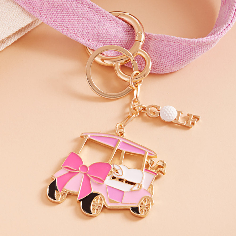 Enamel Bow Golf Cart Keychain Bag Charm