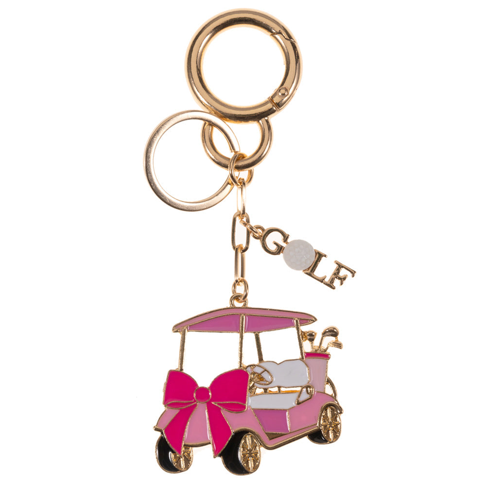 Enamel Bow Golf Cart Keychain Bag Charm