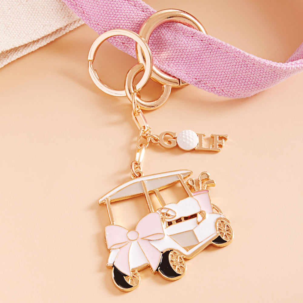 Enamel Bow Golf Cart Keychain Bag Charm