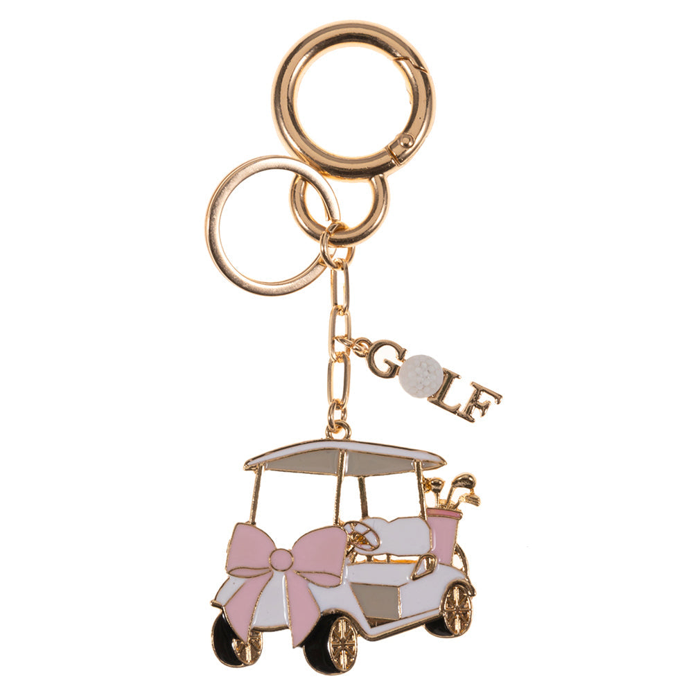 Enamel Bow Golf Cart Keychain Bag Charm