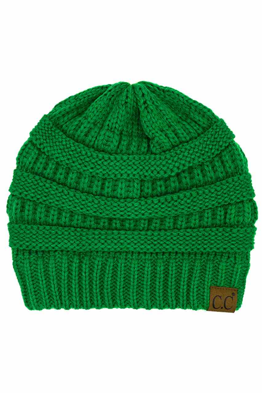 C.C Women's Ribbed Knit Solid Color Beanie