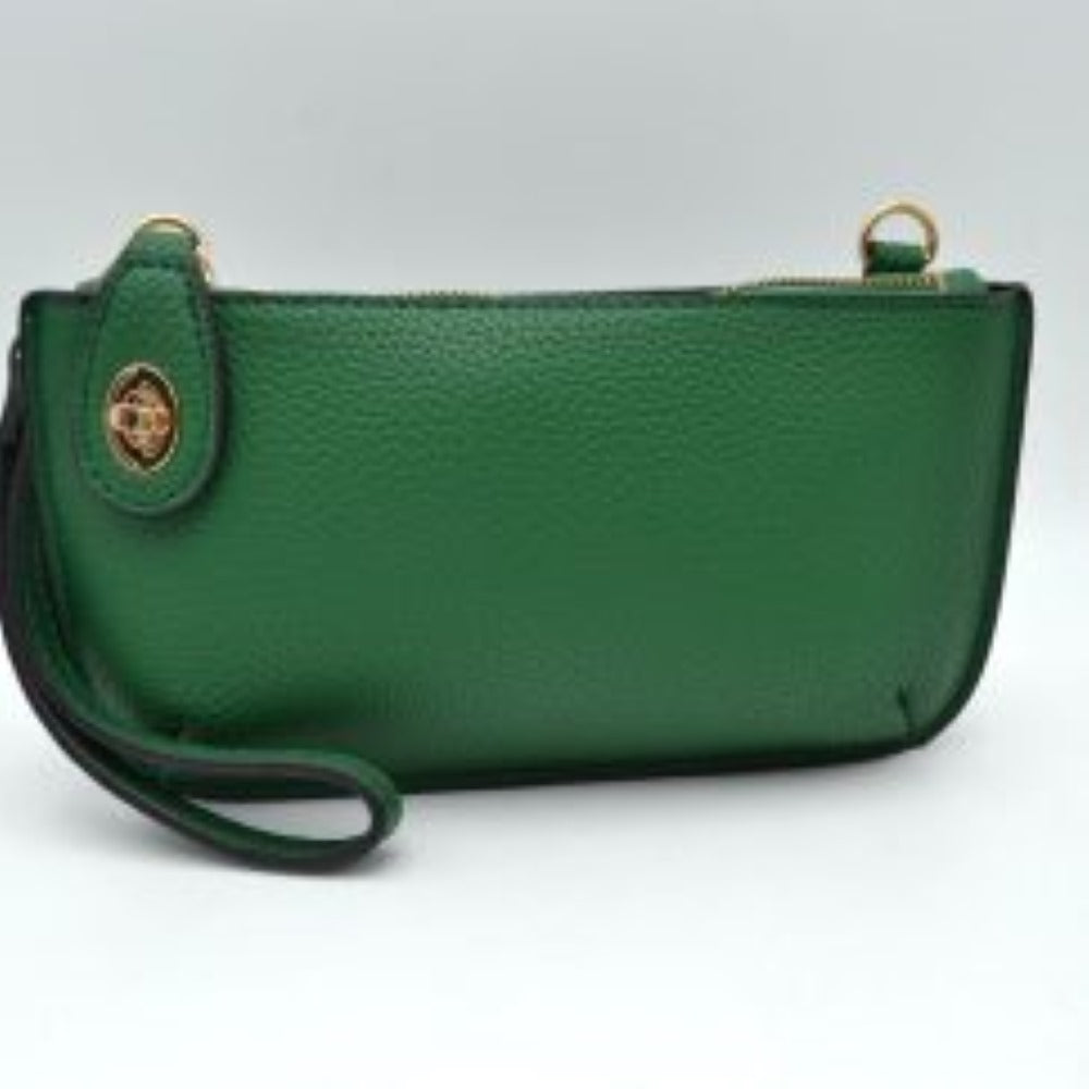 Pebbled Crossbody Clutch Bag with Removable Straps