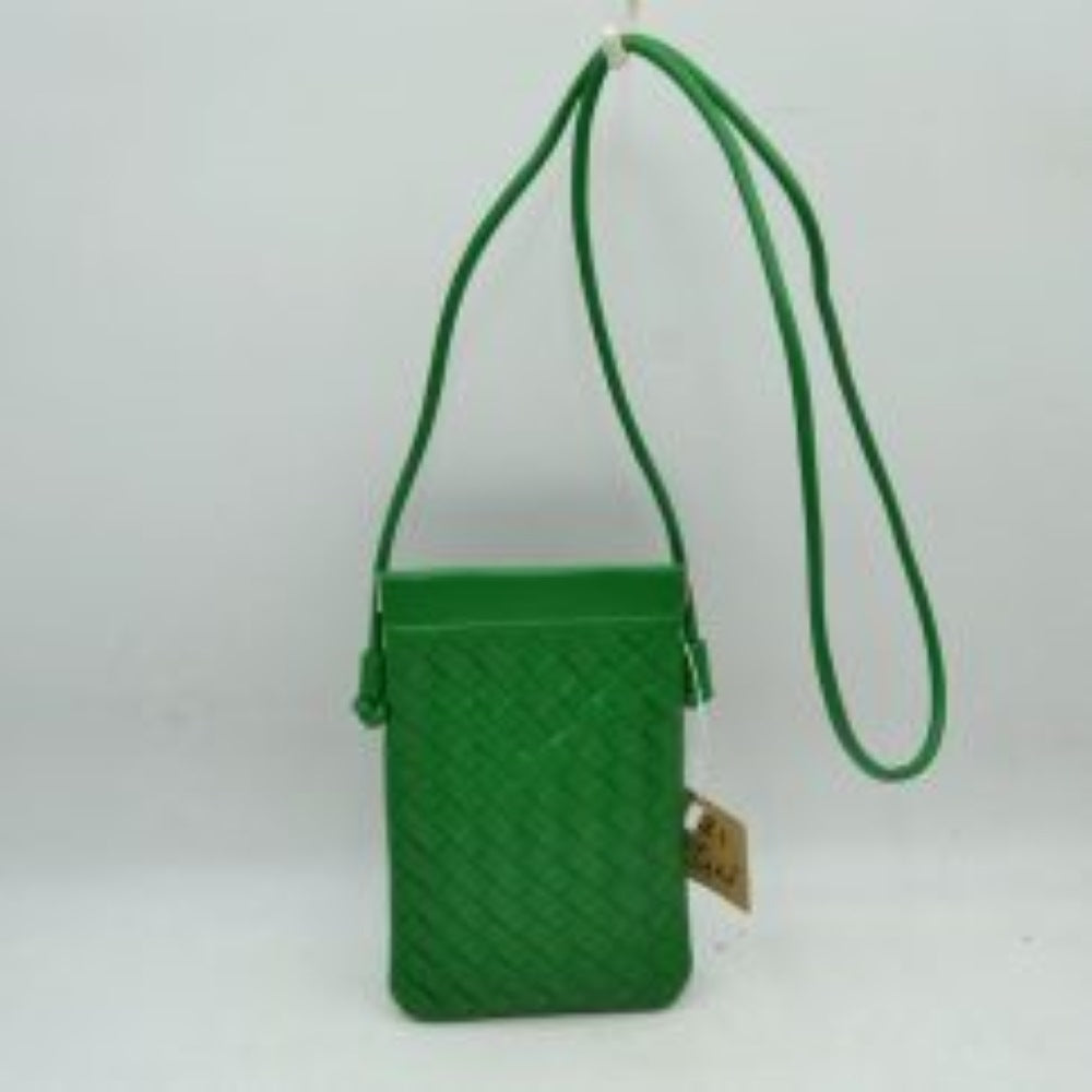 Woven Texture Vertical Phone Pouch Crossbody Bag with Cord Strap