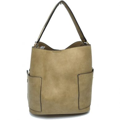 2-in-1 Chic Satchel Side Pocket Bucket Bag with Long Strap