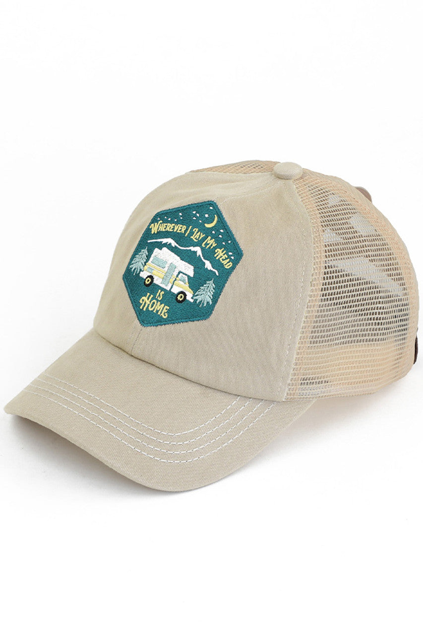 C.C WHEREVER I LAY MY HEAD IS HOME Patch Pony Cap