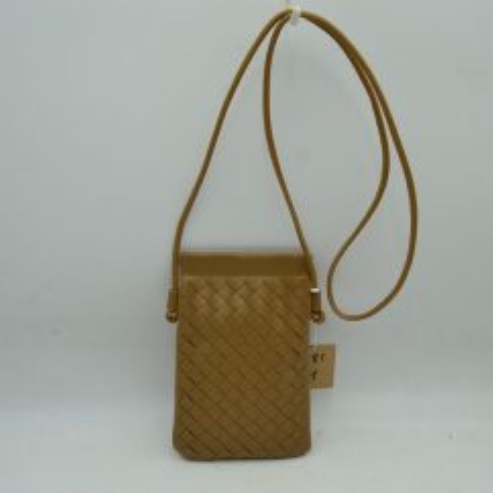 Woven Texture Vertical Phone Pouch Crossbody Bag with Cord Strap