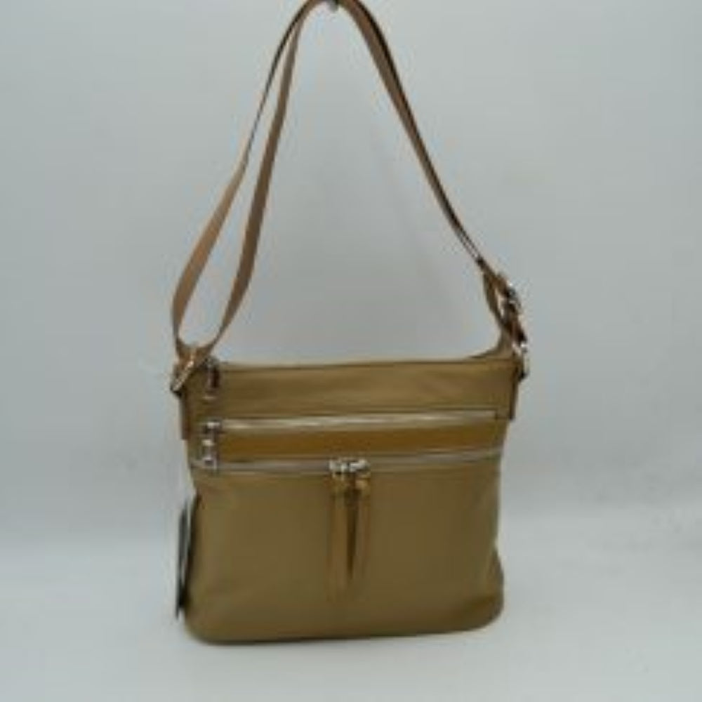 Multi Zipper Crossbody Shoulder Bag with Adjustable Long Strap