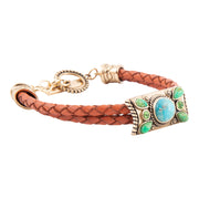 Legacy Lime Green and Blue Turquoise Braided Leather Bracelet