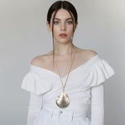 Abalone Teardrop Pendant Long Necklace
