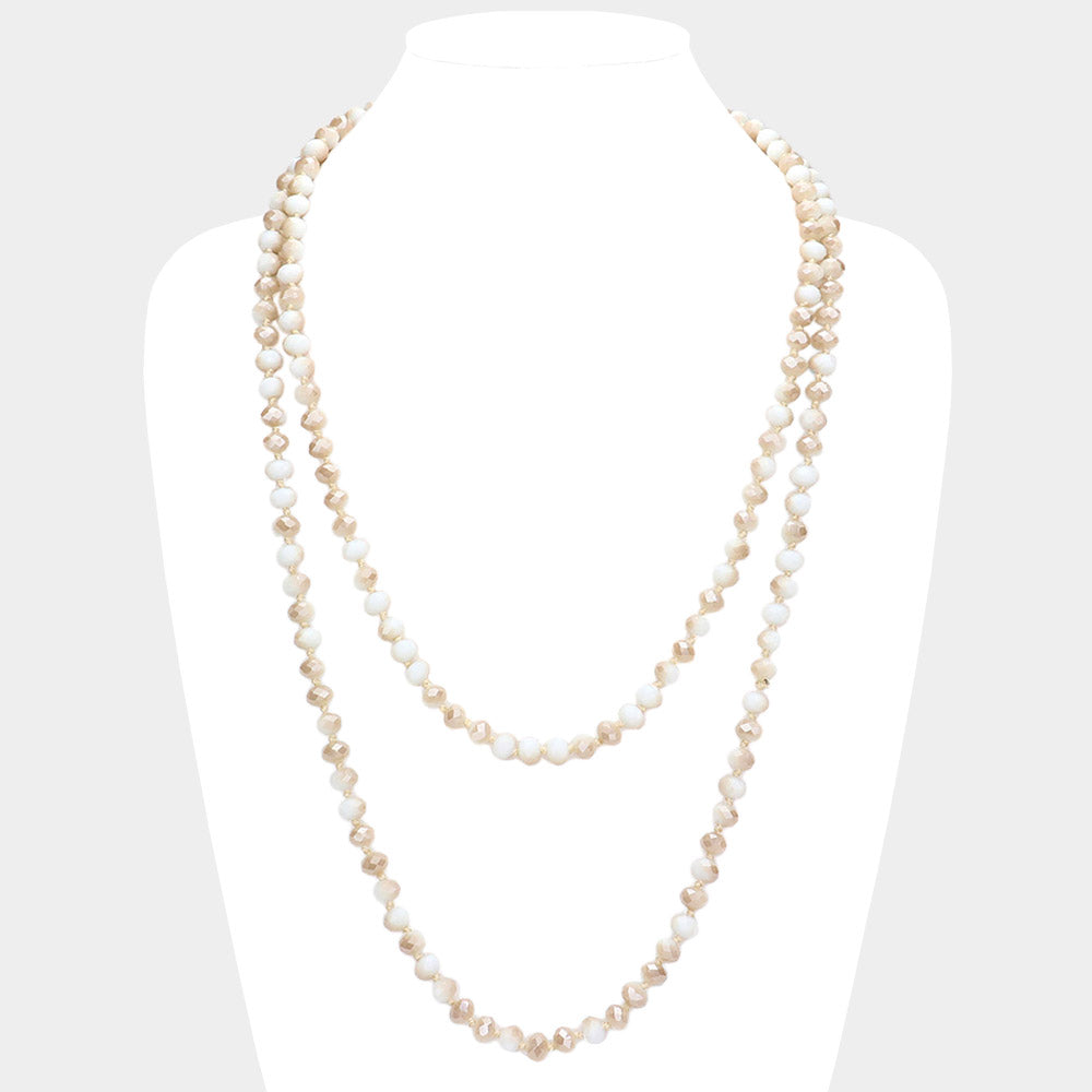 Faceted Beaded Wrap Around Long Necklace