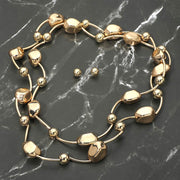 Metal Pebble Link Wrappable Long Necklace