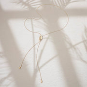 Sleek Metal Adjustable Sliding Bolo Long Necklace