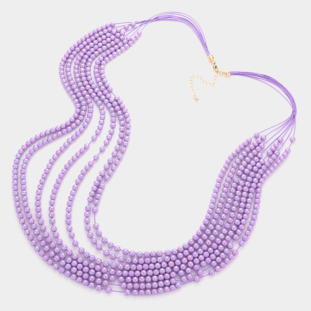 Hologram Beaded Multi Layered Long Necklace