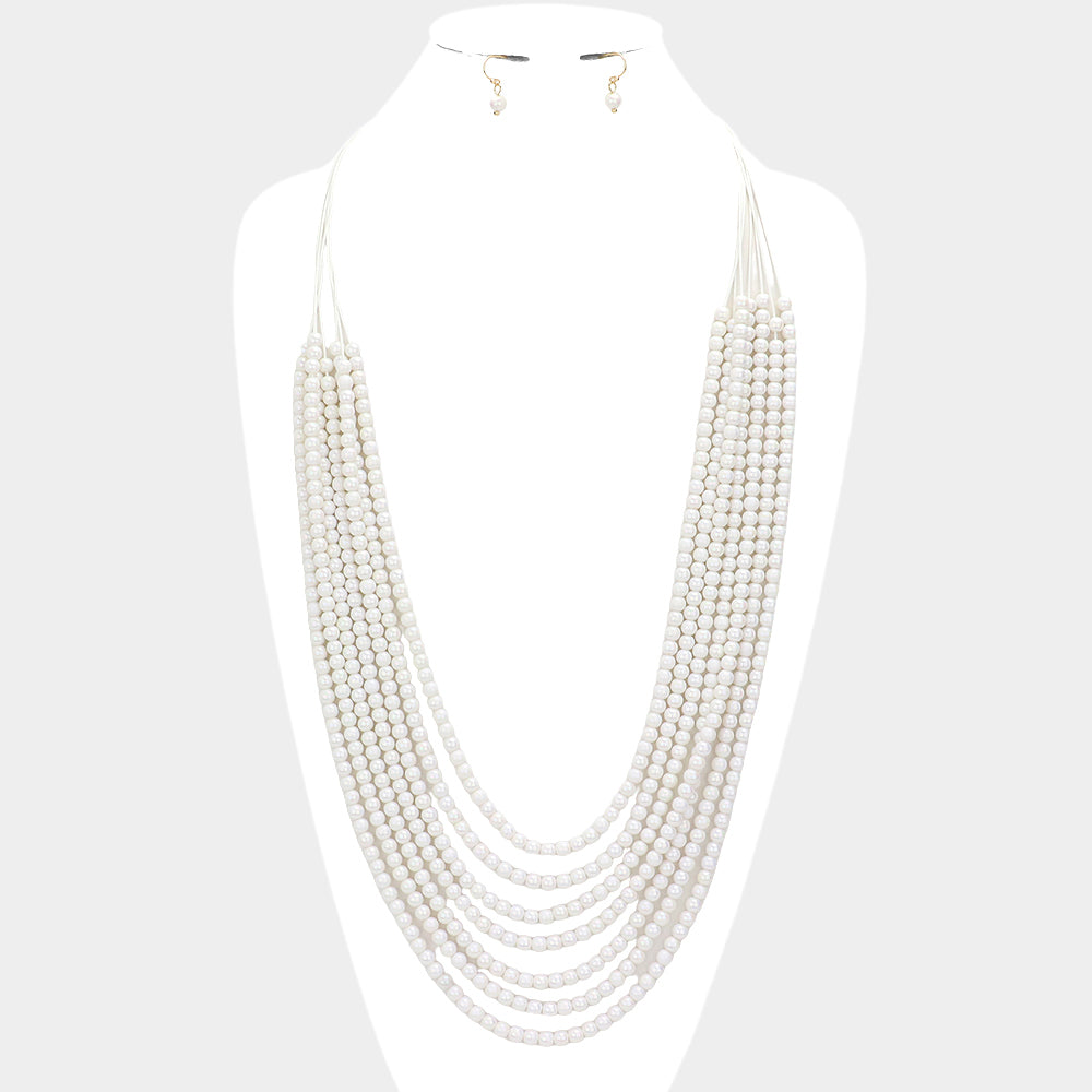 Hologram Beaded Multi Layered Long Necklace