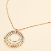Metal Bubble Layered Ring Pendant Long Necklace