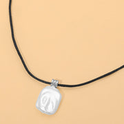 Rectangular Pearl Pendant Adjustable Long Cord Necklace