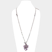 Natural Stone Crystal Celluloid  Acetate Suede Adjustable Necklace