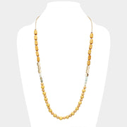 Natural Stone Wood Bead Long Necklace