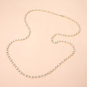 Round Stone Cluster Link Tennis Chain Long Necklace