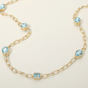 Elegant Faceted Square Teardrop Oval Emerald Stone Accent Long Necklace
