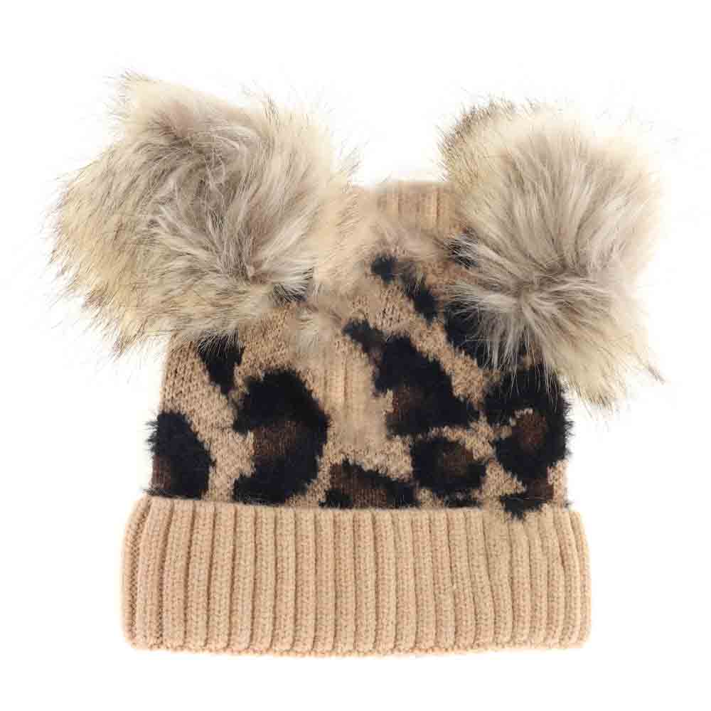 BABY Leopard Double Pom C.C Beanie