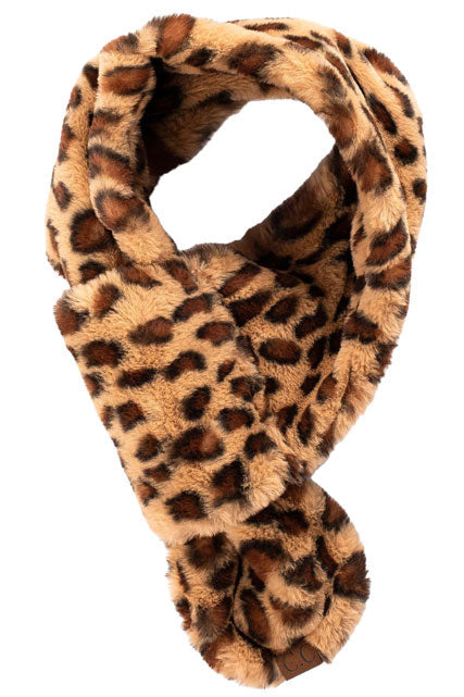 C.C Faux Fur Scarf With Leopard Pattern